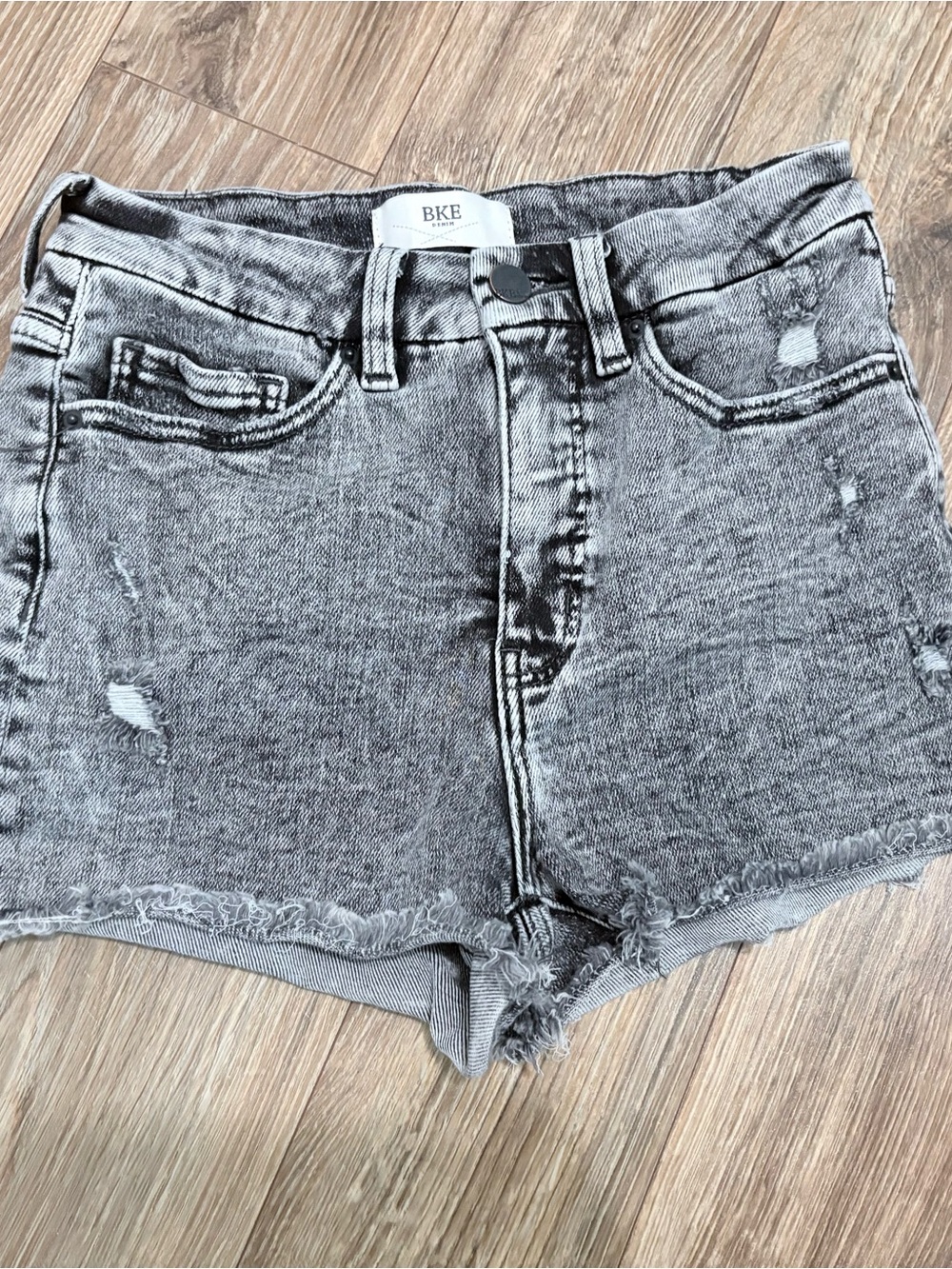 BKE Distressed Denim Shorts - Grey